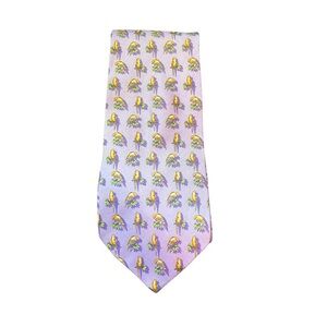 Brooks Brother Purple Parrot Print Italian Silk Tie Made In USA 3.5”